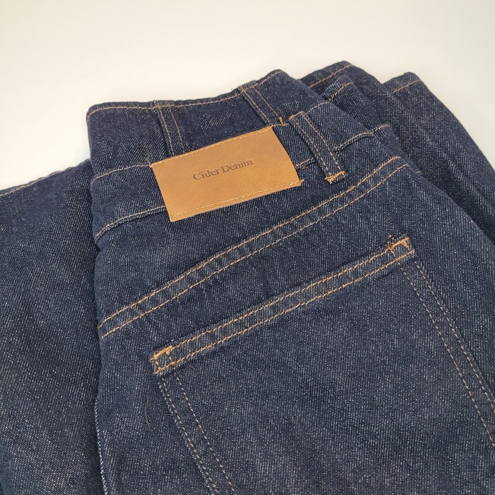 Cider Denim Jeans Womens Small Dark Blue NEW Double Waistband Wide Leg Pleated